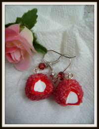 Boucles d'oreille fraise tagada